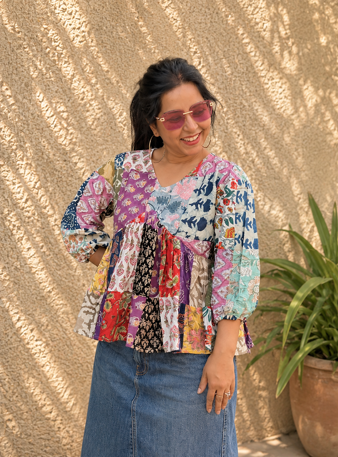 Wanderlust Muse Patchwork Peplum Top