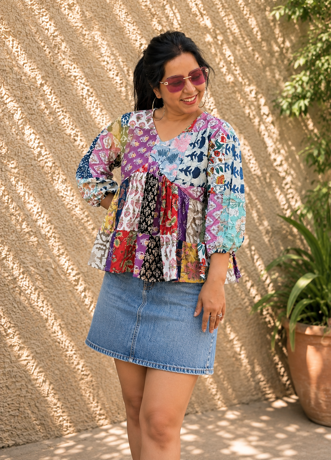 Wanderlust Muse Patchwork Peplum Top