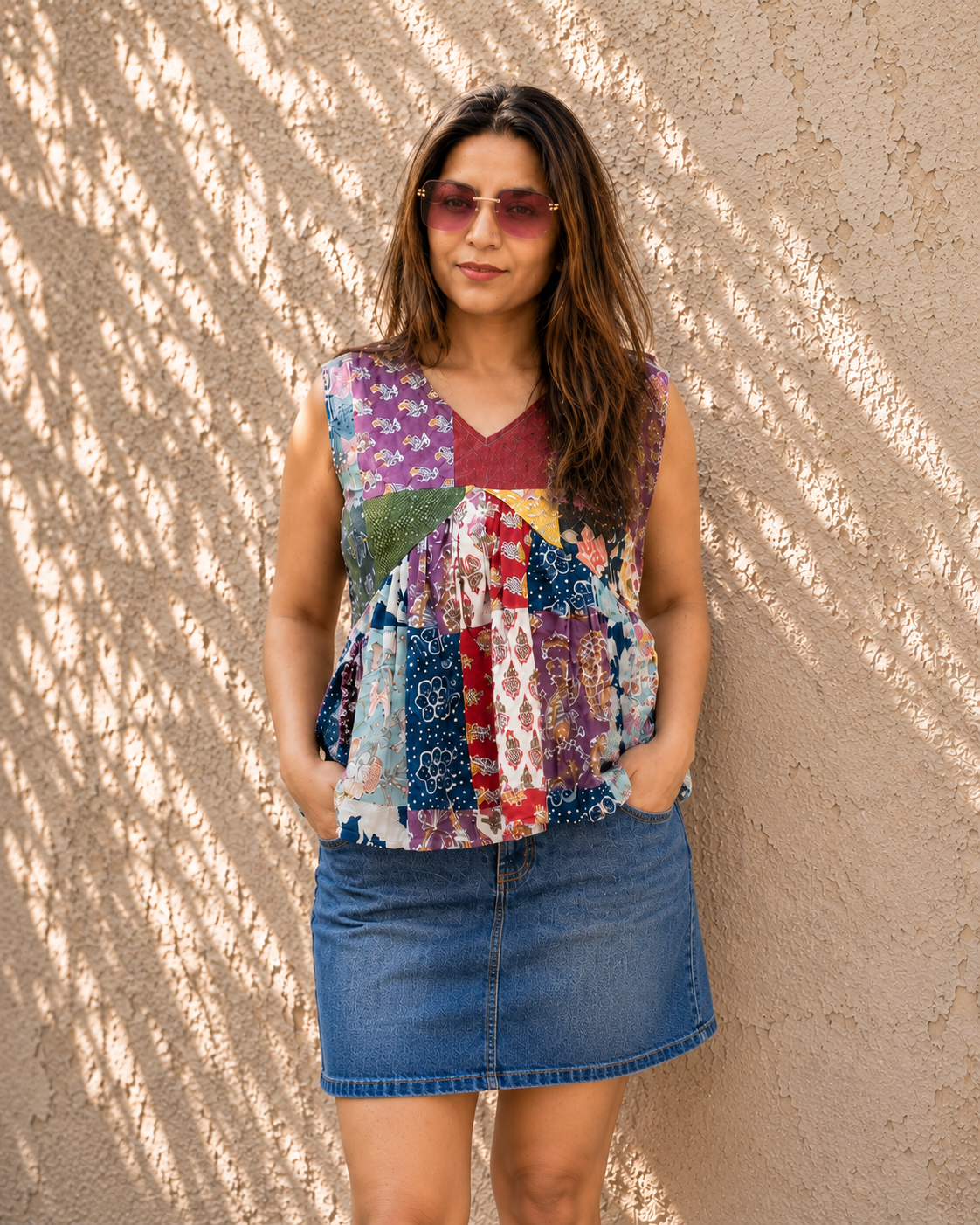 Boho Soul Patchwork Peplum Top