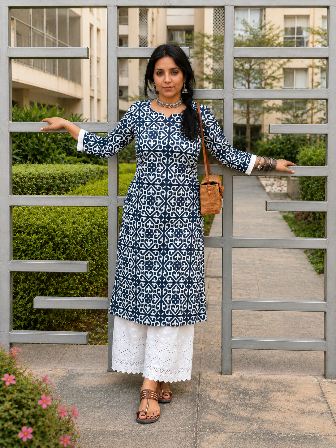 Indigo Mosaic Pure Cotton Kurta