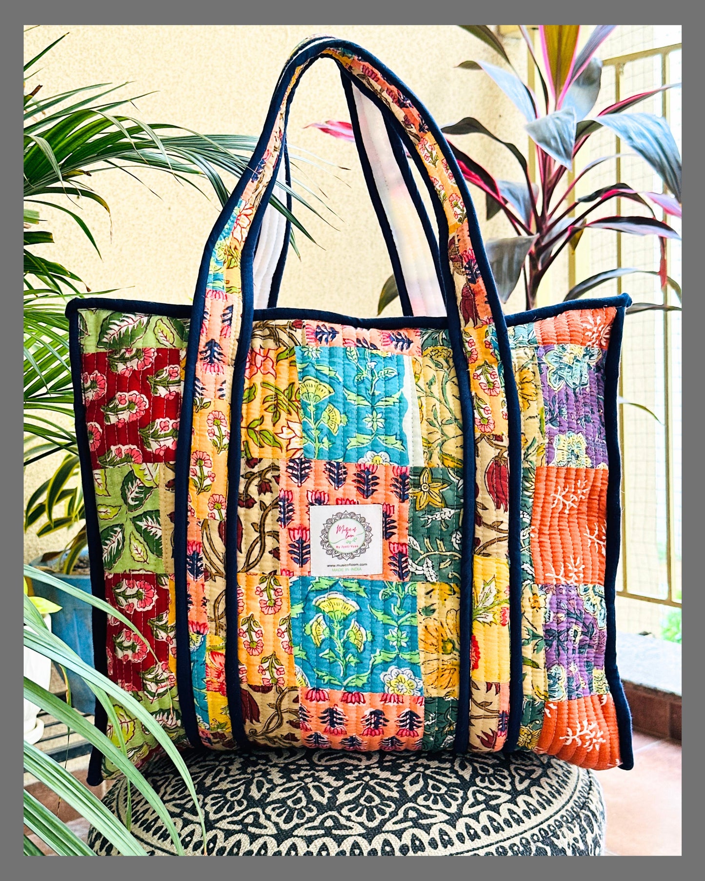 Carry-All Patchwork Zipped Tote Bag