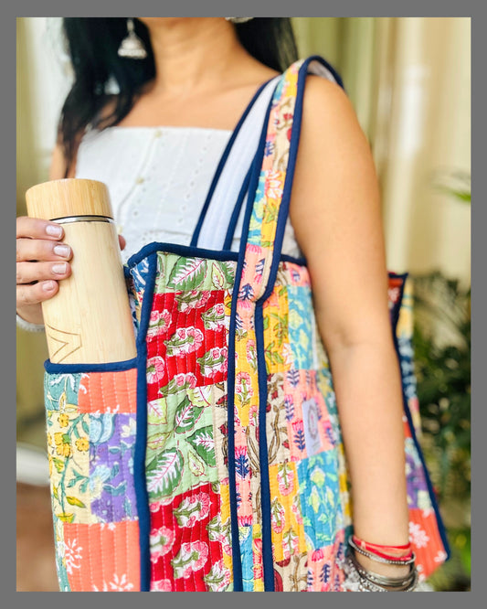 Carry-All Patchwork Zipped Tote Bag