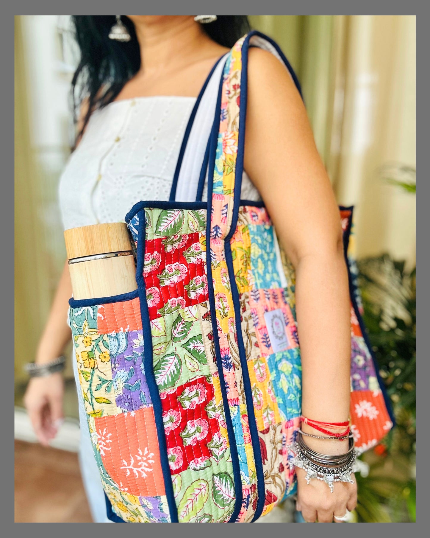 Carry-All Patchwork Zipped Tote Bag