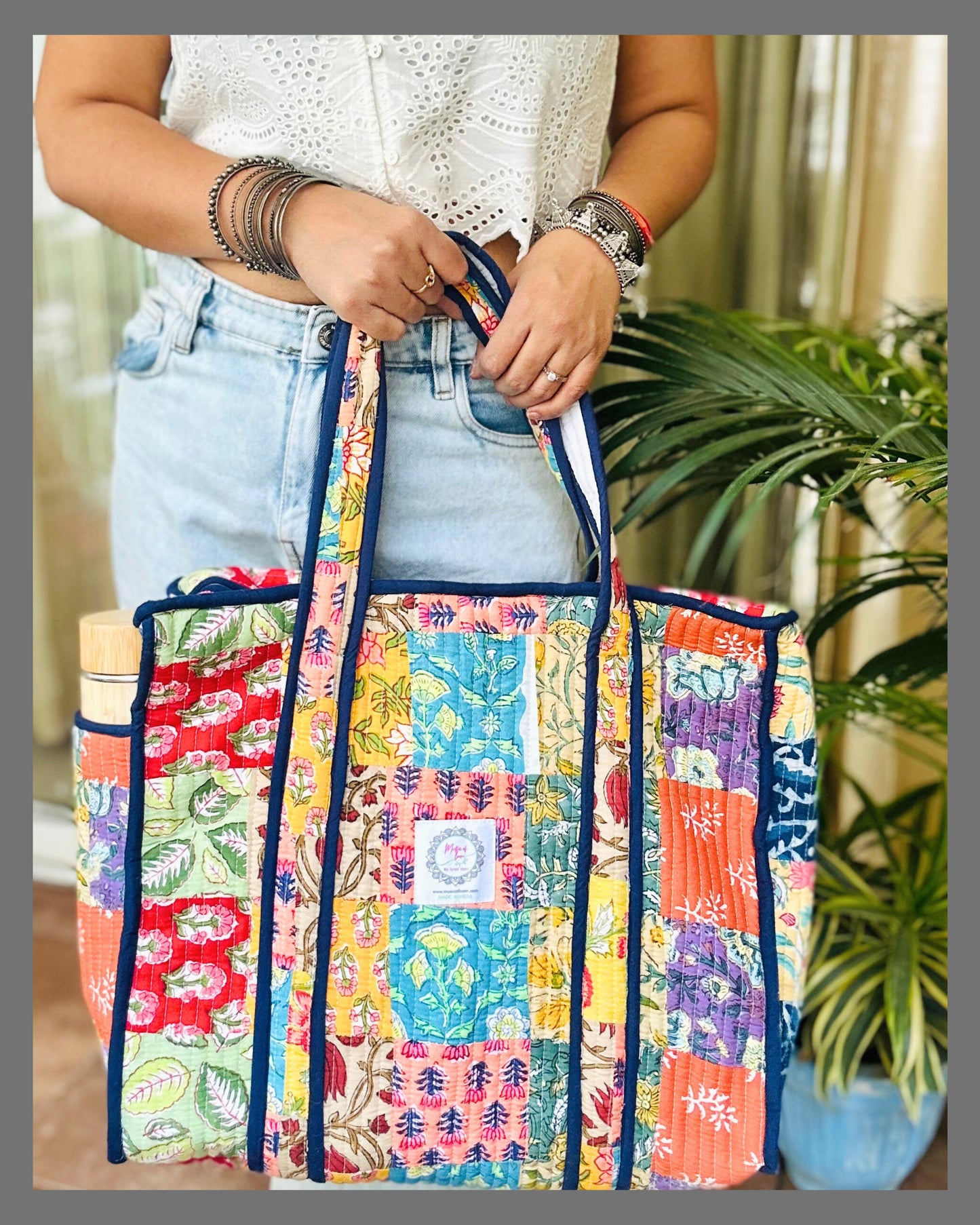 Carry-All Patchwork Zipped Tote Bag