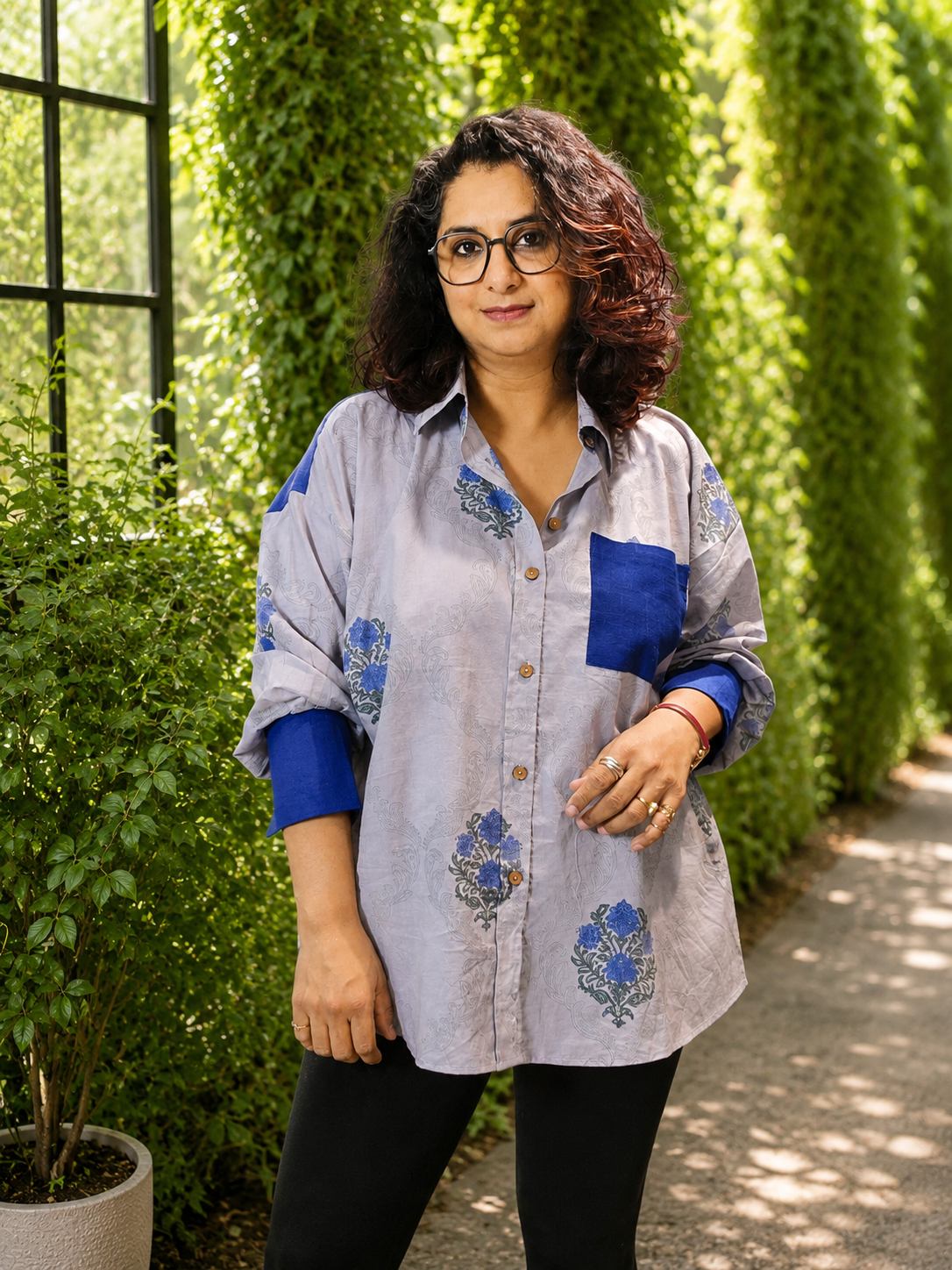 Indigo Whisper Hand Block Printed Anti-Fit Shirt