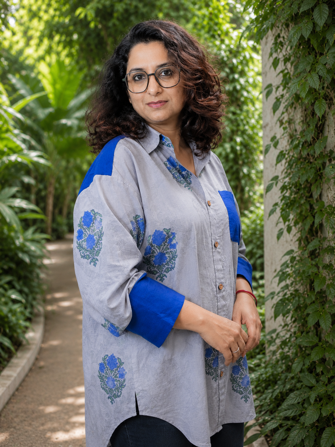 Indigo Whisper Hand Block Printed Anti-Fit Shirt