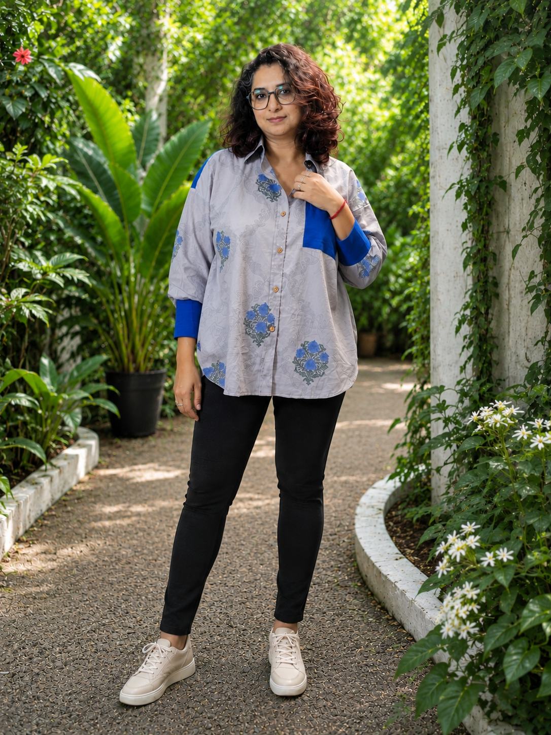 Indigo Whisper Hand Block Printed Anti-Fit Shirt
