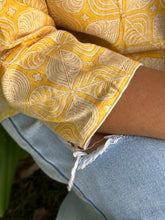 Load image into Gallery viewer, Yellow Hand Block Printed Cotton Princess Cut Short Top For Women

