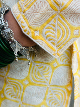 Load image into Gallery viewer, Yellow Hand Block Printed Cotton Princess Cut Short Top For Women
