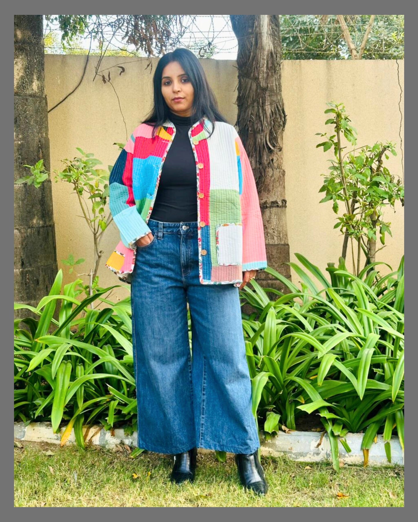 Patchwork Full Sleeves Jacket