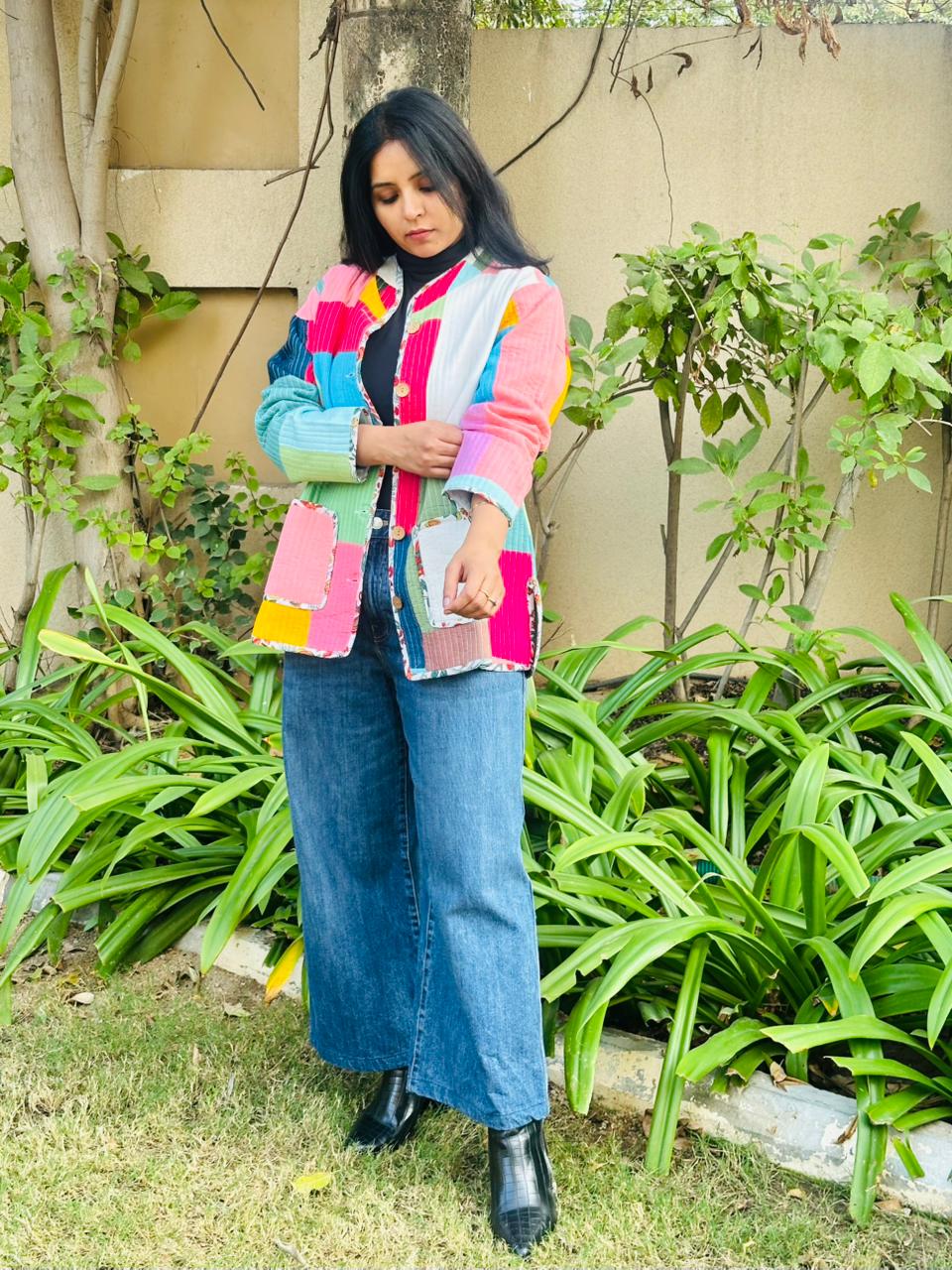 Patchwork Full Sleeves Jacket