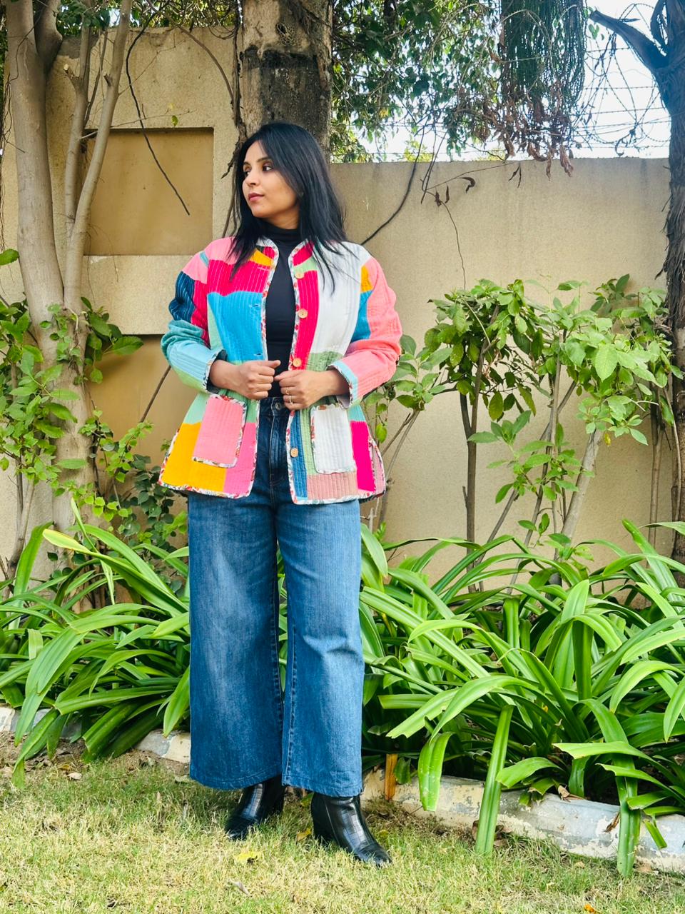 Patchwork Full Sleeves Jacket