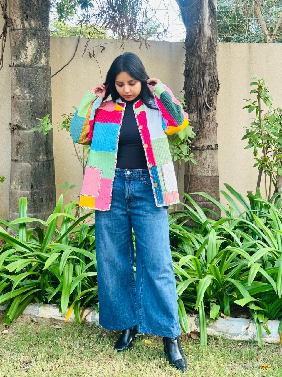 Patchwork Full Sleeves Jacket