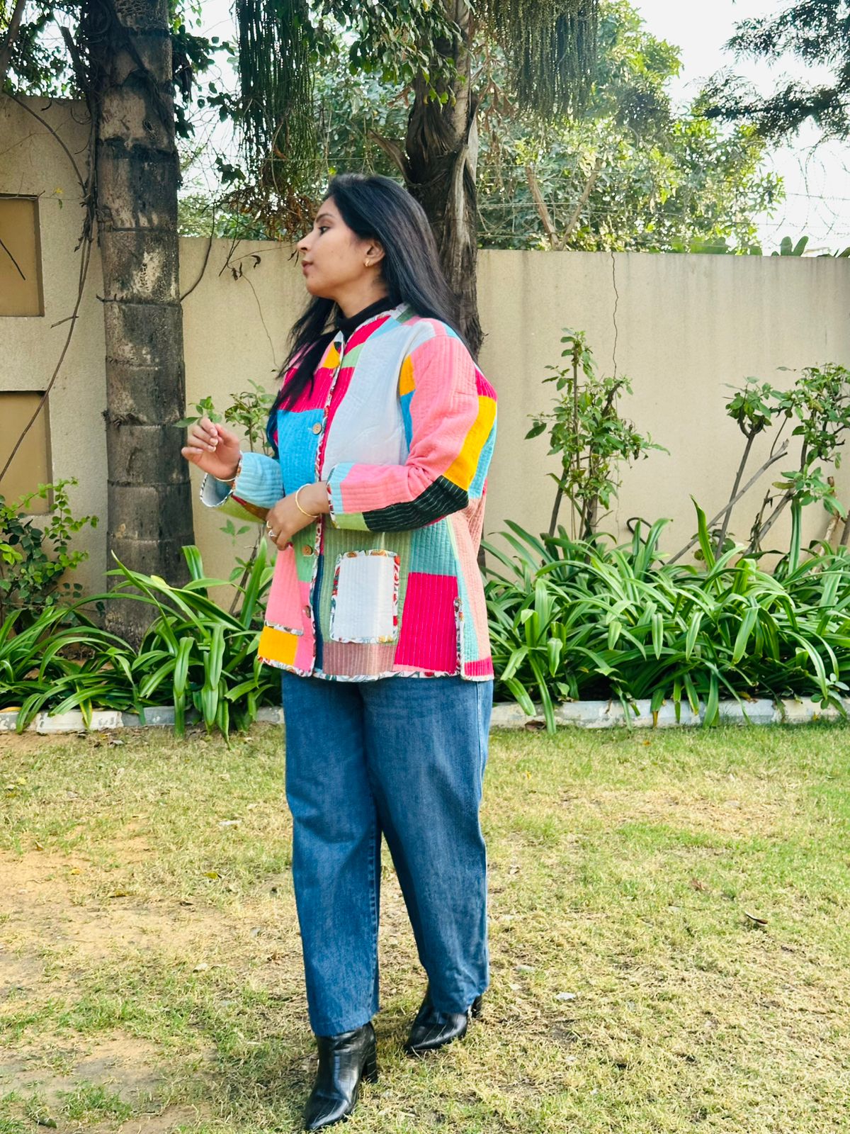 Patchwork Full Sleeves Jacket