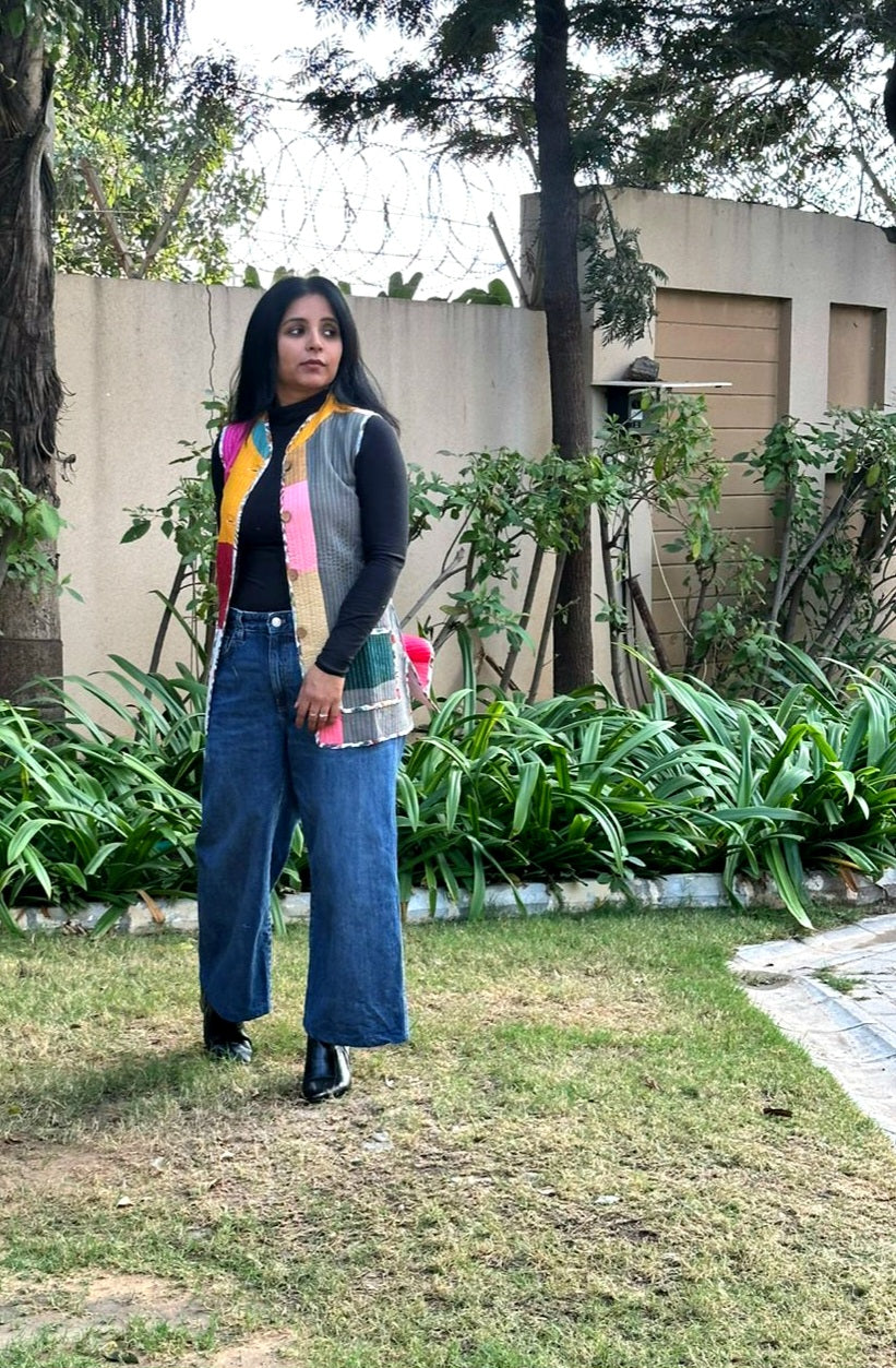 Patchwork Halfsleeves Jacket