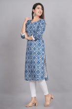 Load image into Gallery viewer, Indigo Cotton Printed Kurta
