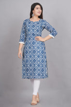 Load image into Gallery viewer, Indigo Cotton Printed Kurta
