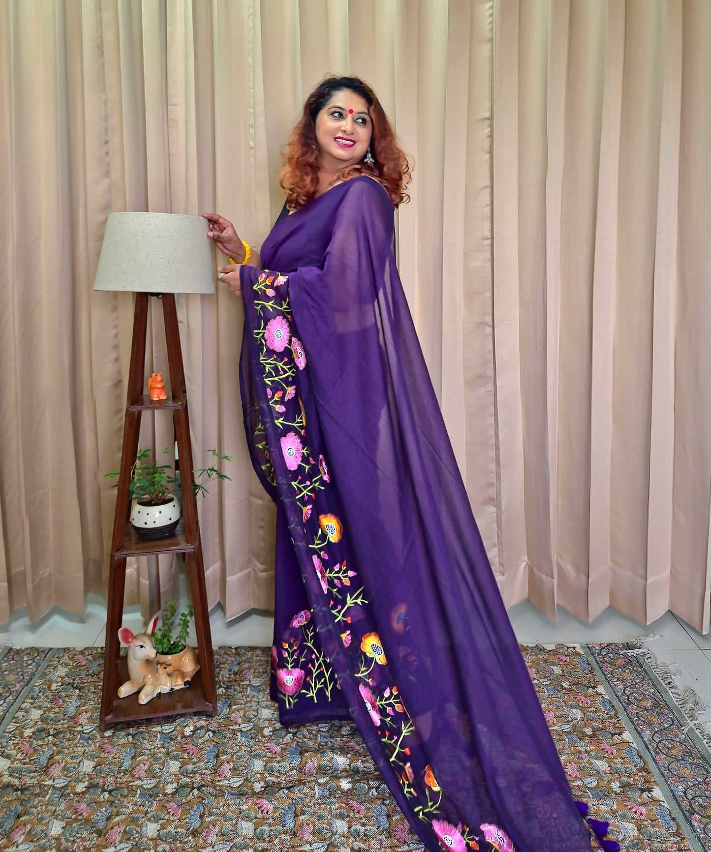 Jamuni Mul Cotton Embroidery Saree For Women