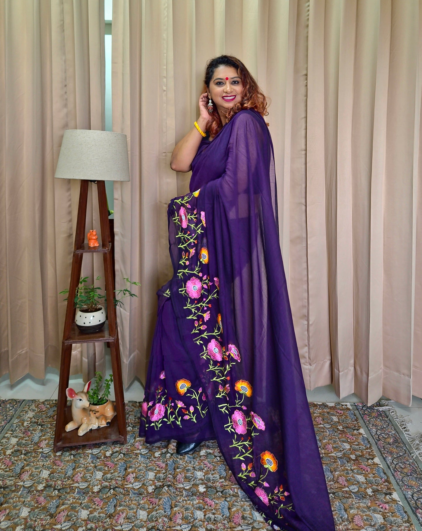 Jamuni Mul Cotton Embroidery Saree For Women