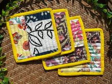 Load image into Gallery viewer, Multicolor Hand Block Printed Quilted Patch Work Coaster Set (Pack Of 4 Pc) For Women
