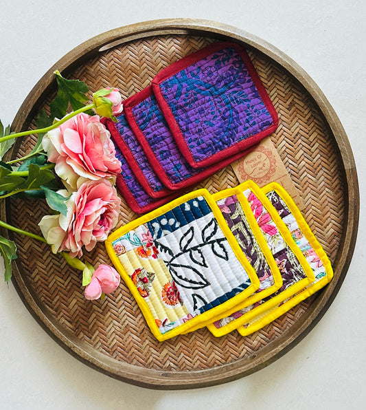Patchwork Quilted Tea & Coffee Coasters ( Set of 4 )