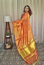 Load image into Gallery viewer, Orange &amp; Golden Tissue Skirt Border Saree For Women
