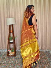 Load image into Gallery viewer, Bronze Golden Tissue Skirt Border Saree For Women
