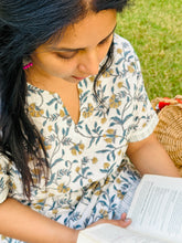 Load image into Gallery viewer, White &amp; Grey Hand Block Printed Cotton Kurta Pant Co-Ord Set For Women
