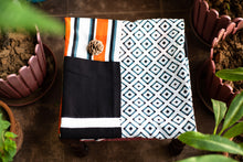 Load image into Gallery viewer, Black &amp; Orange Stripe Print Saree
