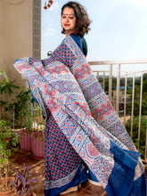 Load image into Gallery viewer, Indigo &amp; Red Printed Saree
