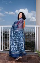 Load image into Gallery viewer, Devi Indigo Block Printed Chanderi Saree
