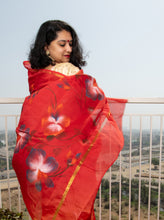 Load image into Gallery viewer, Hand Painted Red Chanderi Saree
