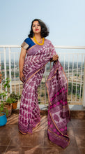 Load image into Gallery viewer, Mauve Block Printed Chanderi Saree
