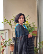 Load image into Gallery viewer, Black Khadi-Cotton Zari Sari
