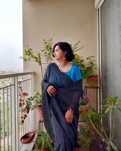 Load image into Gallery viewer, Black Khadi-Cotton Zari Sari
