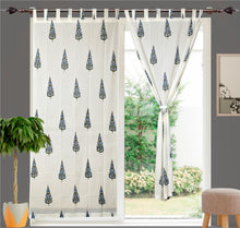 Load image into Gallery viewer, Blue Pine Tree Hand Block Printed Curtain

