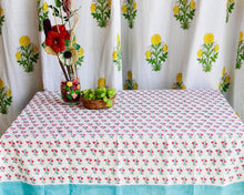 Load image into Gallery viewer, Pink Hand block Printed Cotton Table Cover
