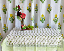 Load image into Gallery viewer, Flower Hand Block Printed Cotton Table Cover
