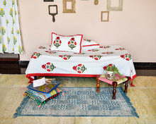 Load image into Gallery viewer, Red Marigold Printed Bedsheet
