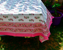 Load image into Gallery viewer, Pink Flower Printed Cotton Table Cover
