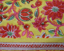 Load image into Gallery viewer, Yellow Flower Jaal Hand Block Printed Bedsheet
