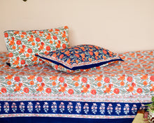 Load image into Gallery viewer, Flower Buta Hand Block Printed Bedsheet
