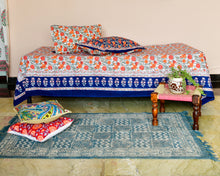 Load image into Gallery viewer, Flower Buta Hand Block Printed Bedsheet
