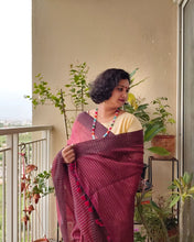 Load image into Gallery viewer, Maroon Khadi-Cotton Zari Sari
