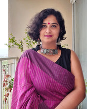 Load image into Gallery viewer, Purple Khadi-Cotton Zari Sari
