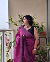 Load image into Gallery viewer, Purple Khadi-Cotton Zari Sari
