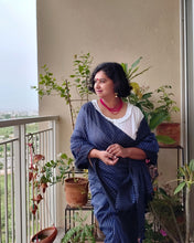 Load image into Gallery viewer, Blue Khadi-Cotton Zari Sari
