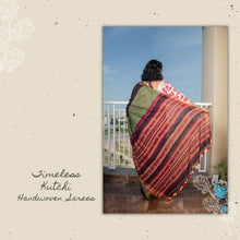 Load image into Gallery viewer, Bottle Green Kutchi Extra Weft Weaving Cotton Saree
